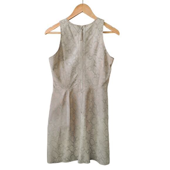 REBECCA TAYLOR Python Print Leather Mini Dress Size 6 Cream Gray Sleeveless - Picture 11 of 13